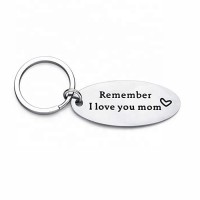 MECYLIFE Stainless Steel High Polished Remember I Love You Mom Engraved Mothers Day Gifts Oval Key Chain