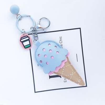 Wholesale Stock Small Order Hot Selling Car Bag Pendant PU Leather Ice Cream Key Chain