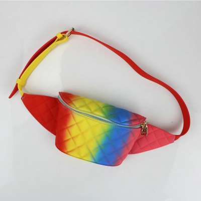 2020 New Fashion custom Candy  Color Jelly Purses Rainbow fanny pack ladies waist bag crossbody